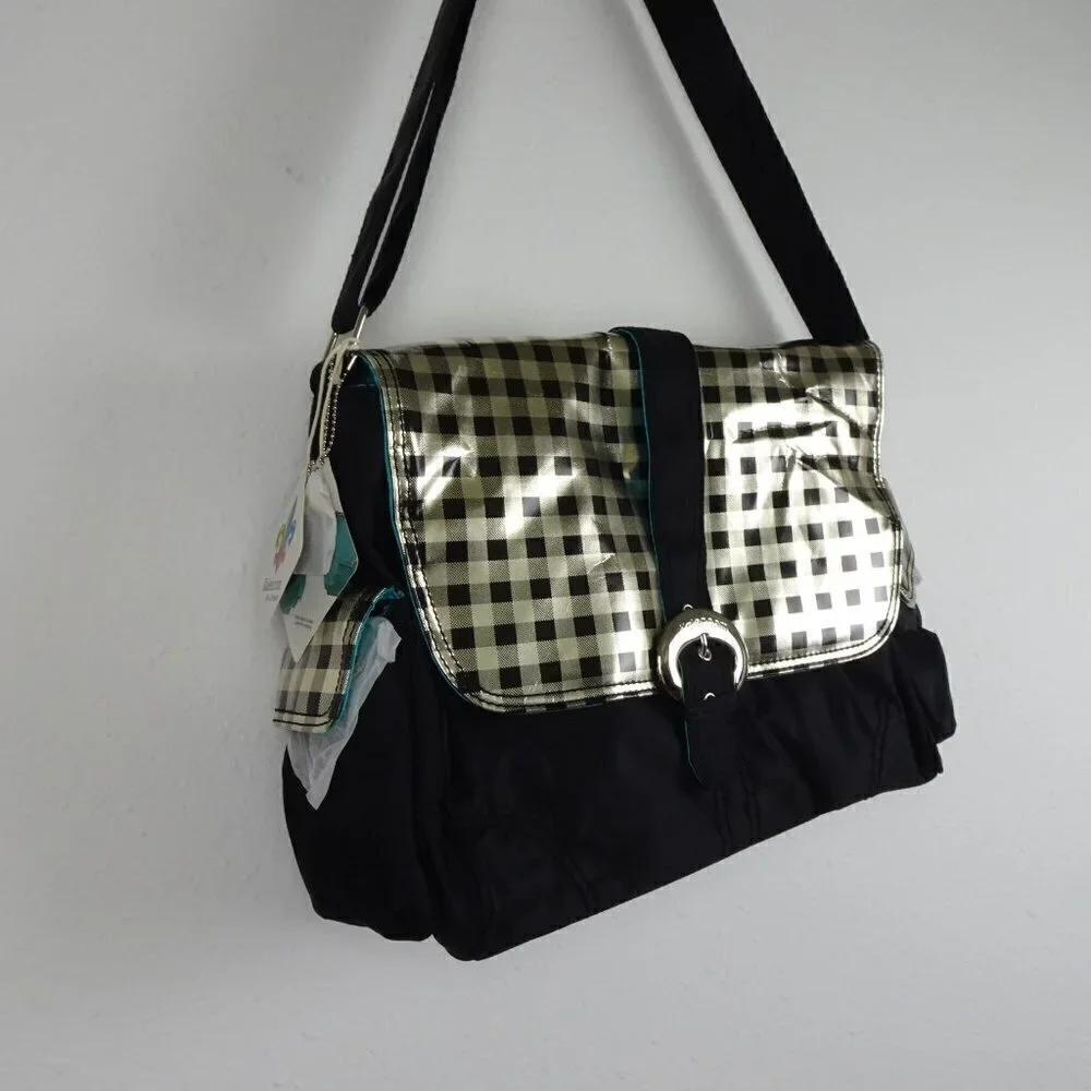 Kalencom Baby Diaper Bag Infant Black Gold + Bottle Bag Zip Pouch Changing Pad